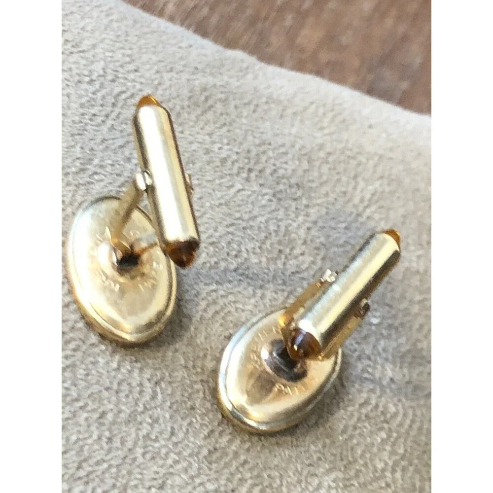 Stunning Vintage Mid Century Krementz Polished Oval 14k gold overlay cufflinks